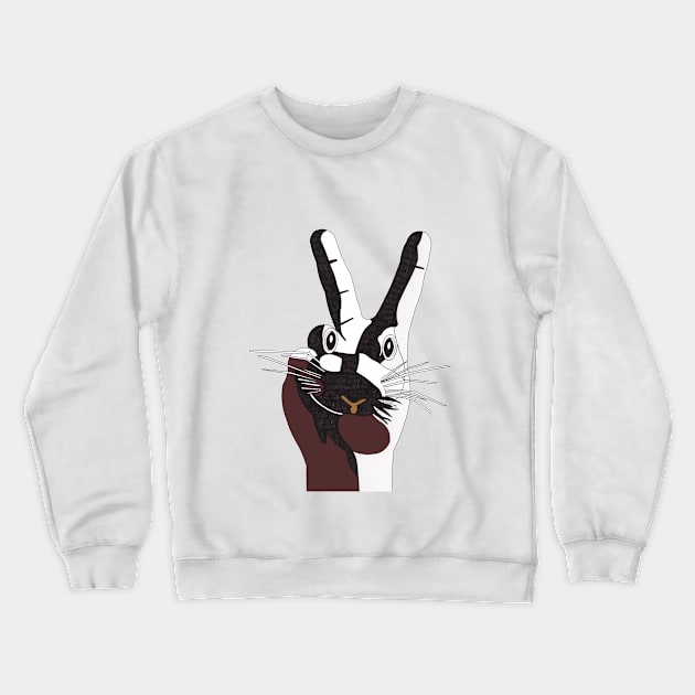 Rabbit Hand Crewneck Sweatshirt by dennye